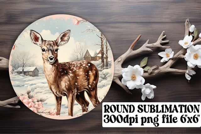 Retro Watercolor Christmas Keychain Round Design Holiday Sublimation afrosvg 