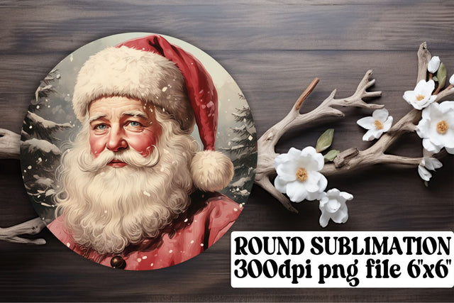 Retro Watercolor Christmas Keychain Round Design Holiday Sublimation afrosvg 