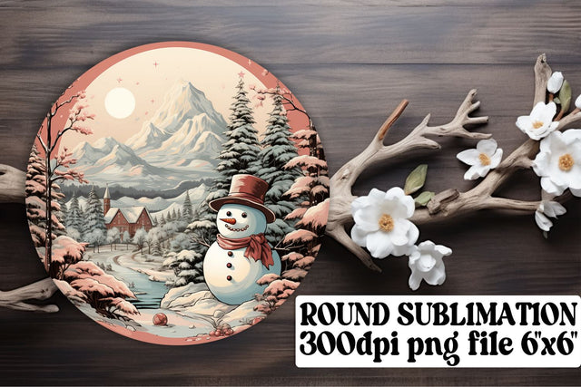 Retro Watercolor Christmas PNG Keychain Sublimation Round Sublimation afrosvg 