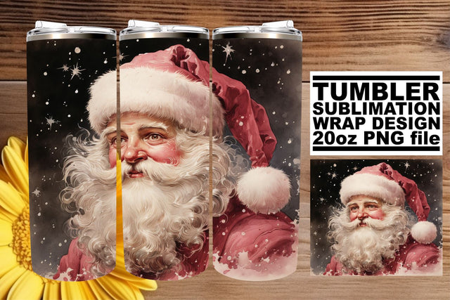 Retro Watercolor Christmas Wrap - Sublimation Tumbler 20oz PNG Sublimation afrosvg 