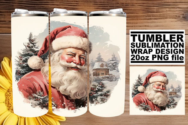 Retro Watercolor Christmas Wrap - Tumbler Sublimation PNG Sublimation afrosvg 