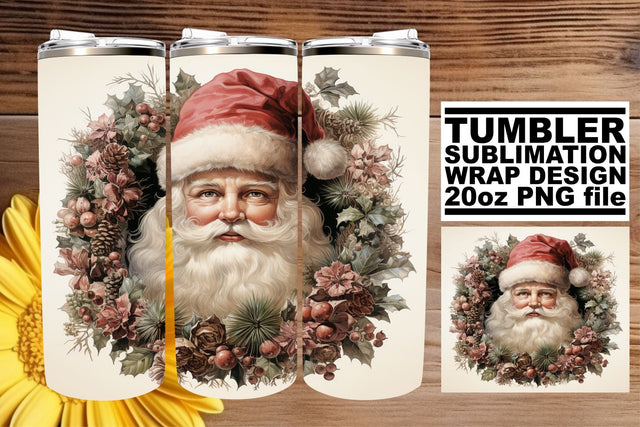 Retro Watercolor Holiday Tumbler Wrap - Christmas 20oz PNG Sublimation afrosvg 