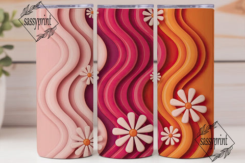 Retro Wavy Floral 20oz Tumbler Wrap Sublimation sassyprint 
