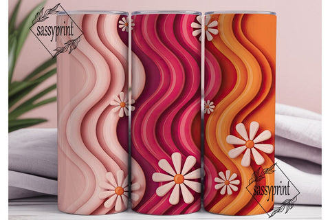 Retro Wavy Floral 20oz Tumbler Wrap Sublimation sassyprint 