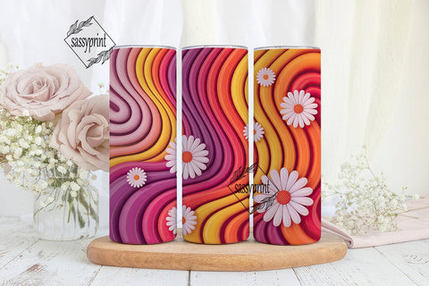 Retro Wavy Floral 20oz Tumbler Wrap Sublimation sassyprint 
