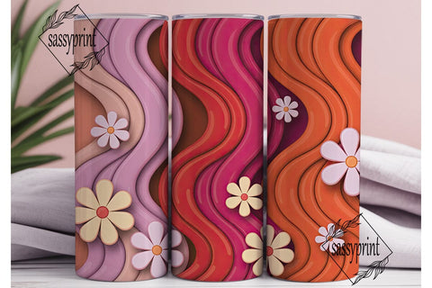 Retro Wavy Floral 20oz Tumbler Wrap Sublimation sassyprint 