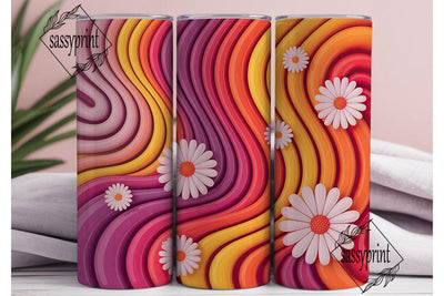 Retro Wavy Floral 20oz Tumbler Wrap Sublimation sassyprint 