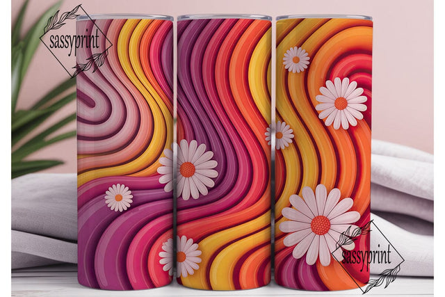 Retro Wavy Floral 20oz Tumbler Wrap Sublimation sassyprint 