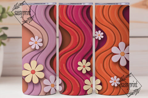 Retro Wavy Floral 20oz Tumbler Wrap Sublimation sassyprint 