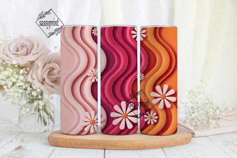 Retro Wavy Floral 20oz Tumbler Wrap Sublimation sassyprint 