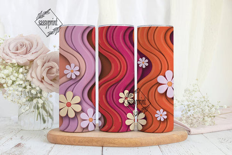 Retro Wavy Floral 20oz Tumbler Wrap Sublimation sassyprint 