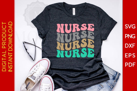 Retro Wavy Text Nurse SVG PNG PDF Cut File SVG Creativedesigntee 