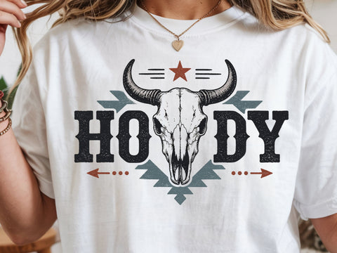 Retro Western cow skull graphic for country t-shirt design SVG DesignDestine 
