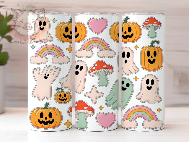 Retro Western Floral Ghost Halloween Tumbler, Western Ghost Wrap, Spooky Vibes Design, Floral Halloween Tumbler, 20oz Sublimation Wrap, Cute Ghost Drinkware, Vintage Halloween Tumbler Sublimation Lara' s Designs 