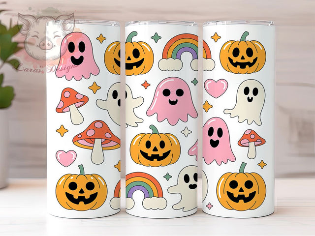 Retro Western Floral Ghost Halloween Tumbler, Western Ghost Wrap, Spooky Vibes Design, Floral Halloween Tumbler, 20oz Sublimation Wrap, Cute Ghost Drinkware, Vintage Halloween Tumbler Sublimation Lara' s Designs 