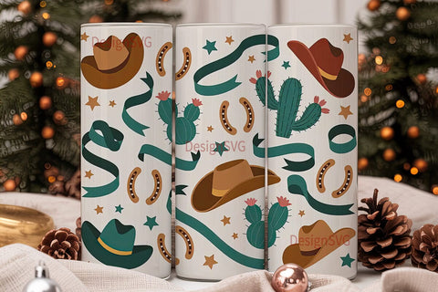 Retro Western Tumbler Wrap Sublimation DesignSVG 