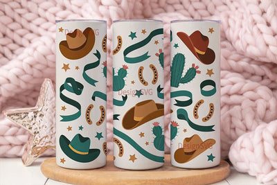 Retro Western Tumbler Wrap Sublimation DesignSVG 