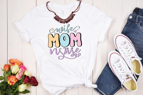 Retro Wife Mom Nurse PNG Sublimation Sublimation CraftLabSVG 