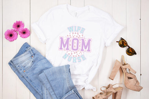 Retro Wife Mom Nurse Sublimation Sublimation CraftLabSVG 