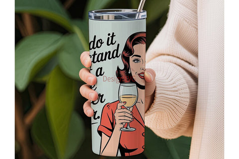 Retro Wine Lover 20oz Tumbler Wrap Sublimation DesignSVG 