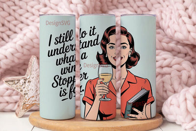 Retro Wine Lover 20oz Tumbler Wrap Sublimation DesignSVG 