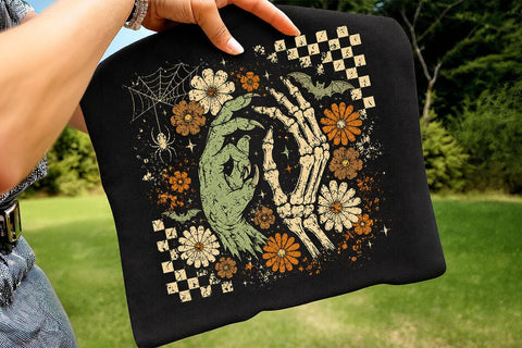 Retro Witch Skeleton Hand Halloween PNG SVG DesignDestine 