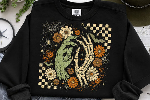 Retro Witch Skeleton Hand Halloween PNG SVG DesignDestine 