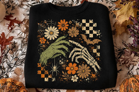 Retro Witch Skeleton Hand Halloween PNG SVG DesignDestine 