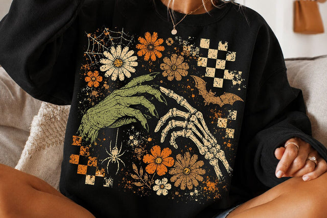 Retro Witch Skeleton Hand Halloween PNG SVG DesignDestine 
