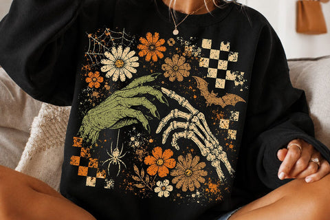 Retro Witch Skeleton Hand Halloween PNG SVG DesignDestine 