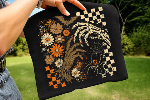 Retro Witch Skeleton Hand Halloween PNG SVG DesignDestine 