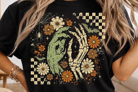 Retro Witch Skeleton Hand Halloween PNG SVG DesignDestine 