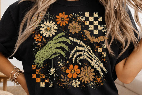 Retro Witch Skeleton Hand Halloween PNG SVG DesignDestine 