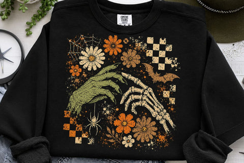 Retro Witch Skeleton Hand Halloween PNG SVG DesignDestine 
