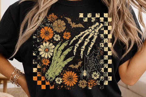 Retro Witch Skeleton Hand Halloween PNG SVG DesignDestine 