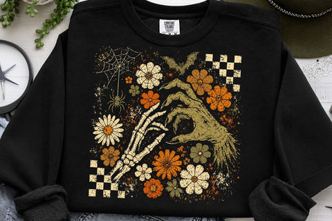 Retro Witch Skeleton Hand Halloween PNG SVG DesignDestine 