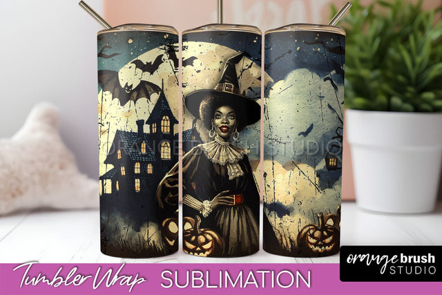 Retro Witch Tumbler Wrap - Halloween Tumbler Sublimation Sublimation OrangeBrushStudio 