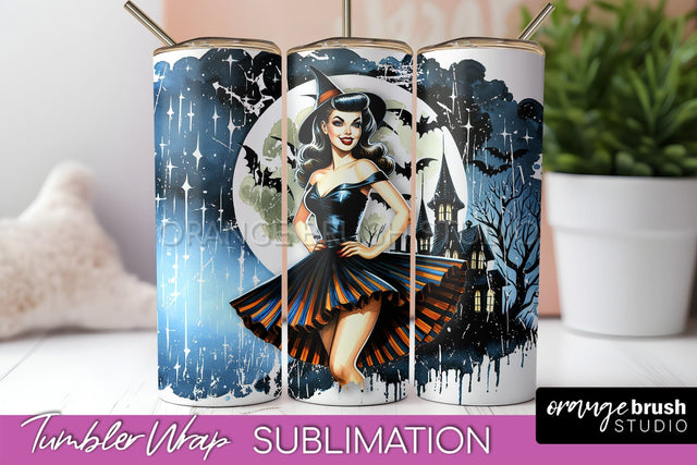 Retro Witch Tumbler Wrap - Halloween Tumbler Sublimation Sublimation OrangeBrushStudio 