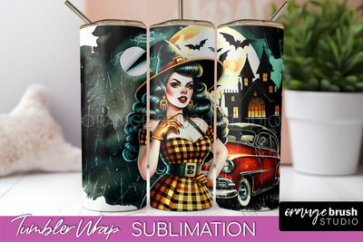 Retro Witch Tumbler Wrap - Halloween Tumbler Sublimation Sublimation OrangeBrushStudio 