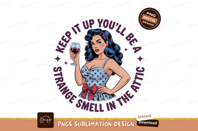 Retro woman holding wine glass with blue hair image Sublimation Designangry 