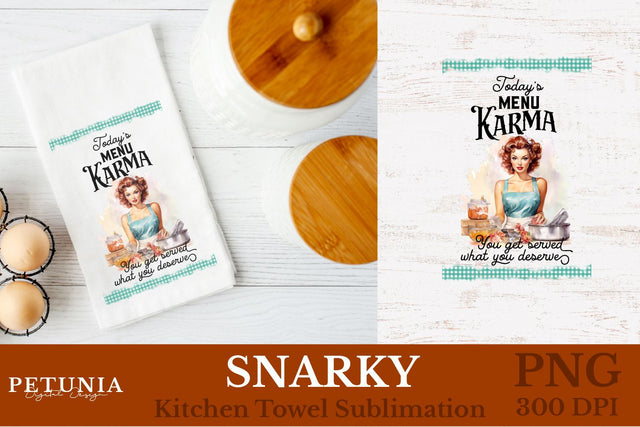 Retro Woman Kitchen Towel | Kitchen Towel Sublimation Design Sublimation Petunia Digital Design 
