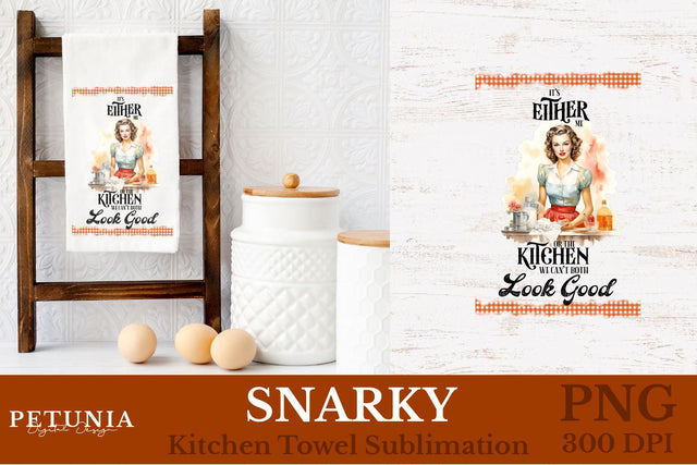 Retro Woman Kitchen Towel | Kitchen Towel Sublimation Design Sublimation Petunia Digital Design 