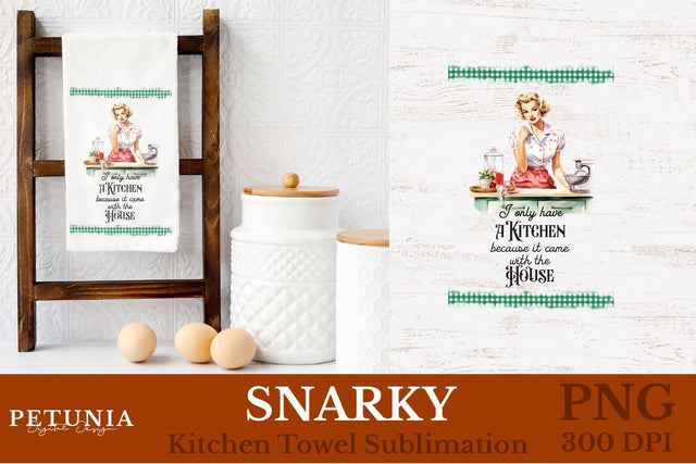 Retro Woman Kitchen Towel | Kitchen Towel Sublimation Design Sublimation Petunia Digital Design 