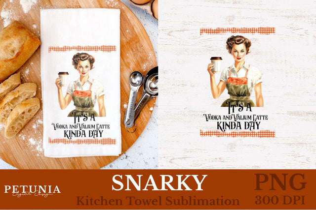 Retro Woman Kitchen Towel | Kitchen Towel Sublimation Design Sublimation Petunia Digital Design 