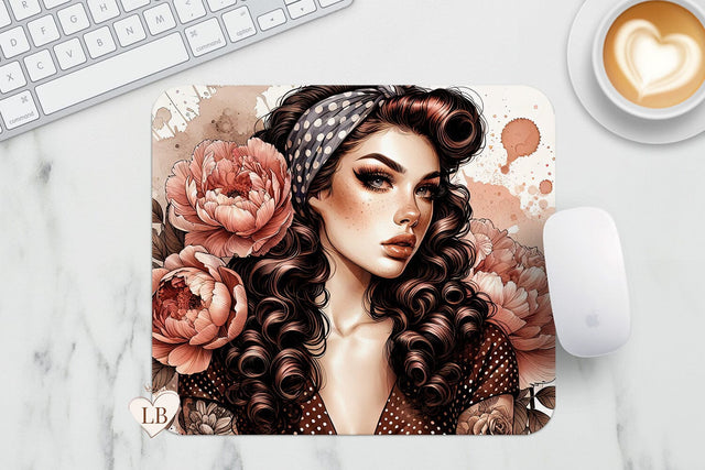 Retro Woman Mouse Pad - Mousepad PNG Sublimation BijouBay 