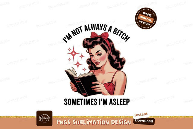 Retro Woman Reading Book vintage Sublimation Designangry 