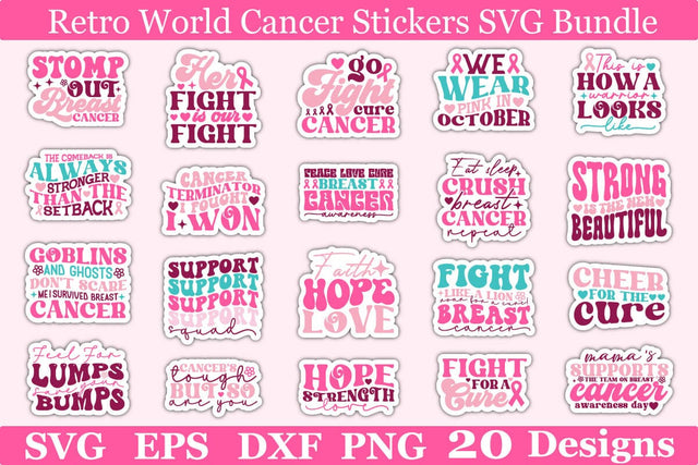 Retro World Cancer Stickers SVG Bundle SVG akazaddesign 