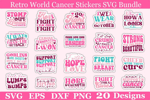 Retro World Cancer Stickers SVG Bundle SVG akazaddesign 