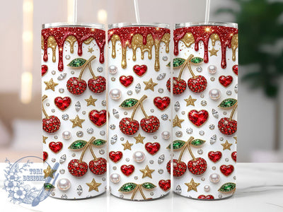 Rhinestone Cherry Bling 20oz Tumbler, Rhinestone Cherry, Cherry Bling, Rhinestone Bling, Cherry Tumbler, 20oz Tumbler, Rhinestone Tumbler, Tumbler Wrap Sublimation ToriDesigns 