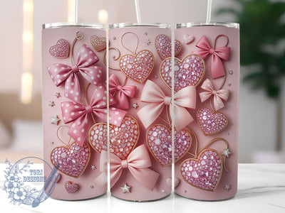 Rhinestone Cherry Bow Tumbler, Valentine Cherry Wrap, Sparkling Cherry Cup, 20oz Sublimation Wrap, Stylish Rhinestone Design Tumbler, Artistic Cherry Bow Cup, Glam Valentine Theme Wrap Sublimation ToriDesigns 